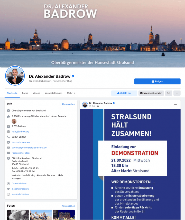 Vor der Änderung seiner Seite konnte man den Post am 12. und 13. September durchaus als eine Äußerung des Oberbürgermeisters auffassen. Quelle: Facebook