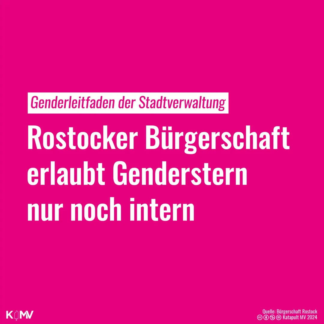 Genderleitfaden der Stadtverwaltung: Rostocker Bürgerschaft erlaubt Genderstern nur noch intern