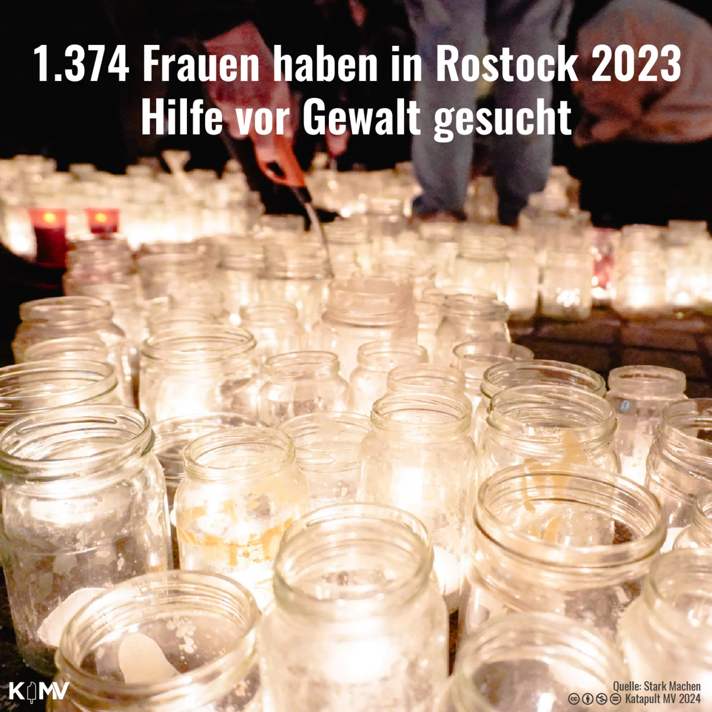 Foto von der Kerzenaktion in Rostock am 26. November 2024. 1.374 Frauen haben in Rostock 2023 Hilfe vor Gewalt gesucht 