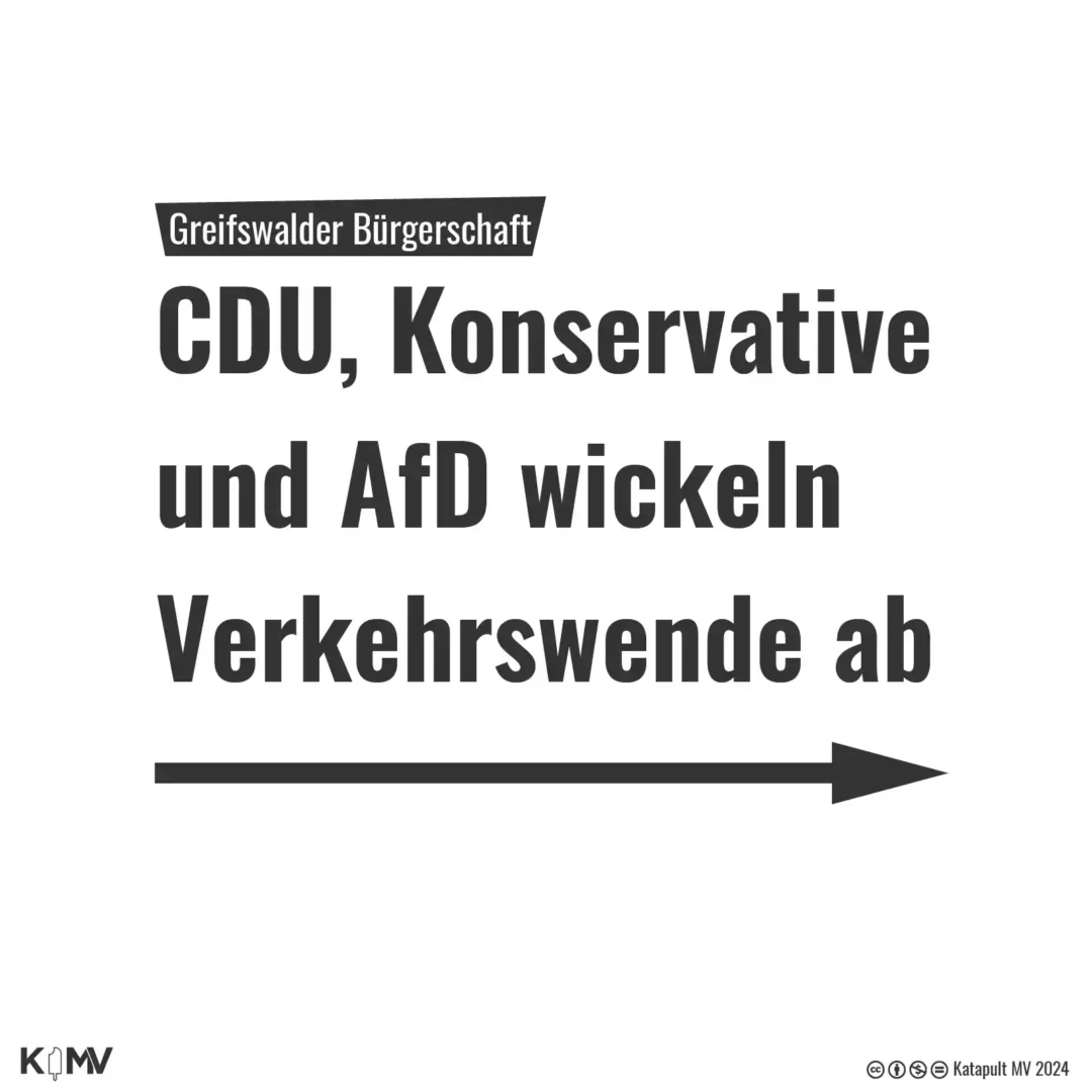 Die Schlagzeile lautet: Greifswalder Bürgerschaft: CDU, Konservative und AfD wickeln Verkehrswende ab.