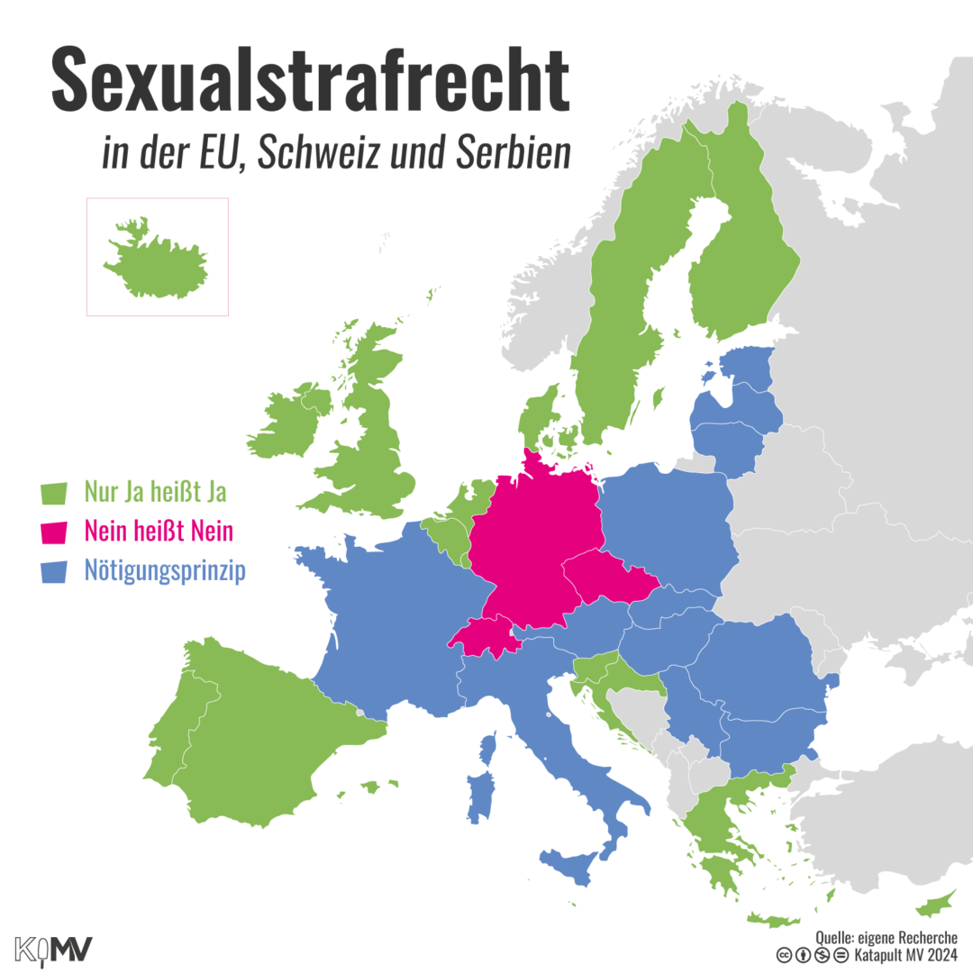 Europakarte zum Sexualstrafrecht in der EU