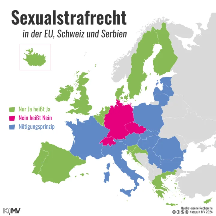 Europakarte zum Sexualstrafrecht in der EU