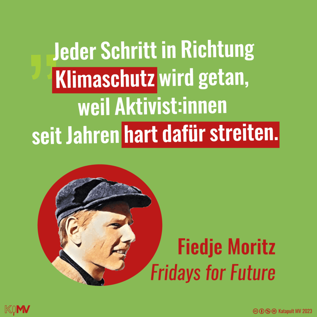 Bild und Zitat von Fiedje Moritz von Fridays for Future: “Jeder Schritt in Richtung Klimaschutz wird getan