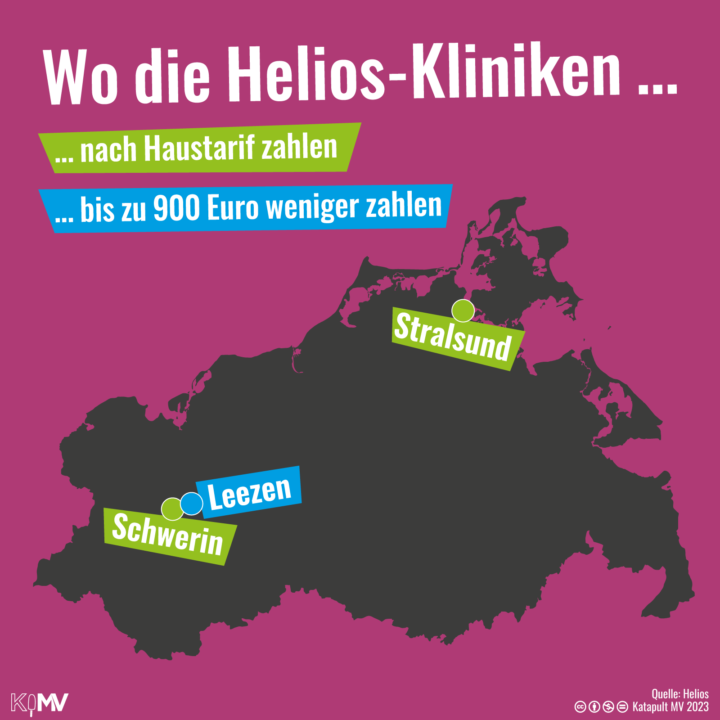 MV-Karte. Wo die Helios-Kliniken nach Haustarif bezahlen: Schwerin