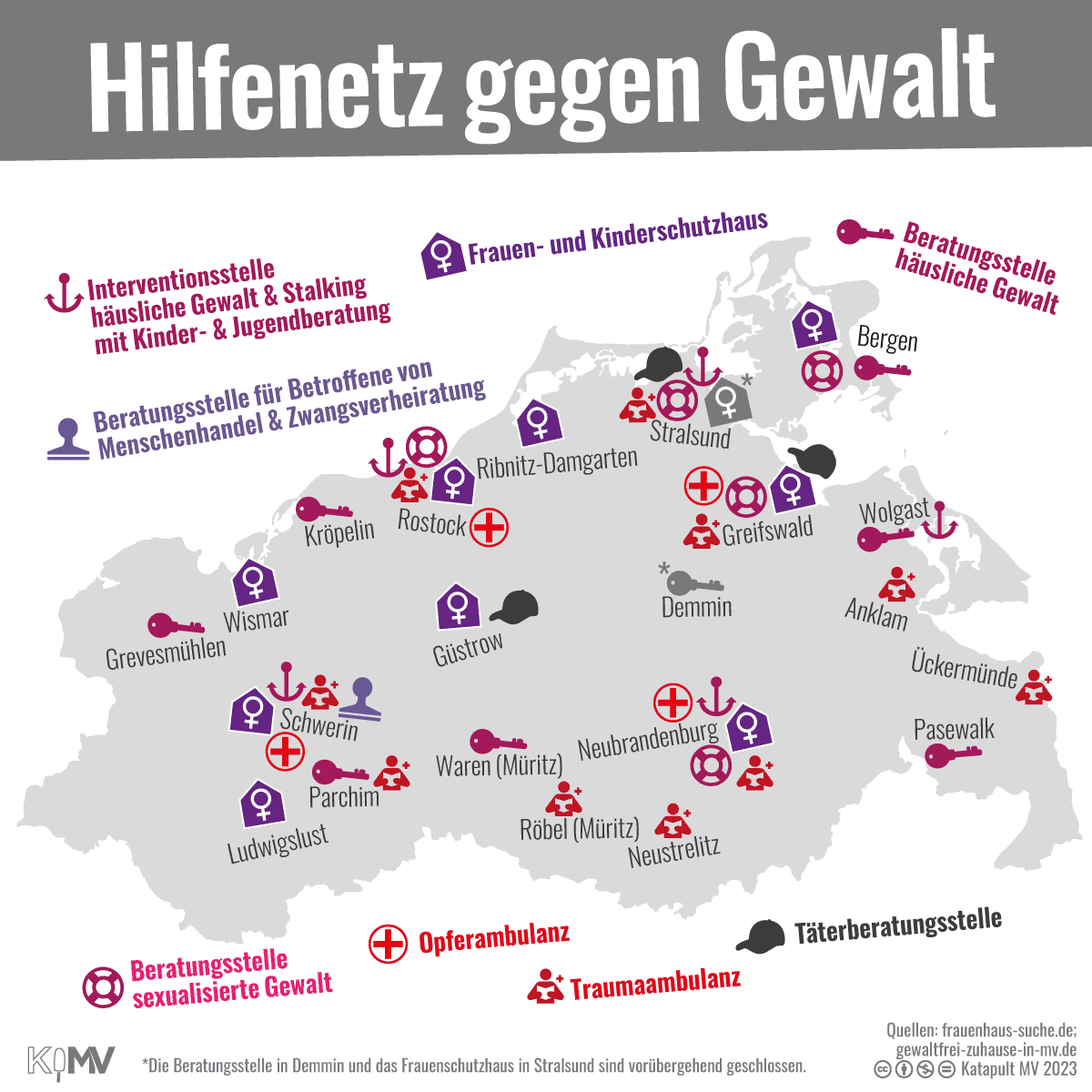 MV-Karte zum Hilfenetz gegen Gewalt