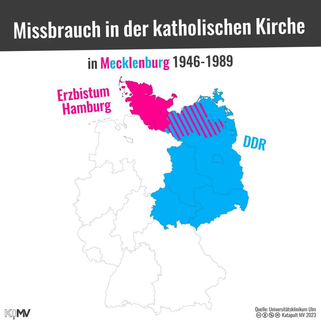 Missbrauch in der katholischen Kirche in Mecklenburg 1946-1989. Karte von Deutschland