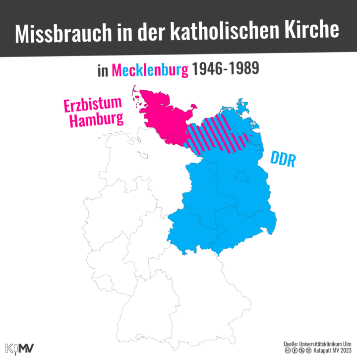 Missbrauch in der katholischen Kirche in Mecklenburg 1946-1989. Karte von Deutschland