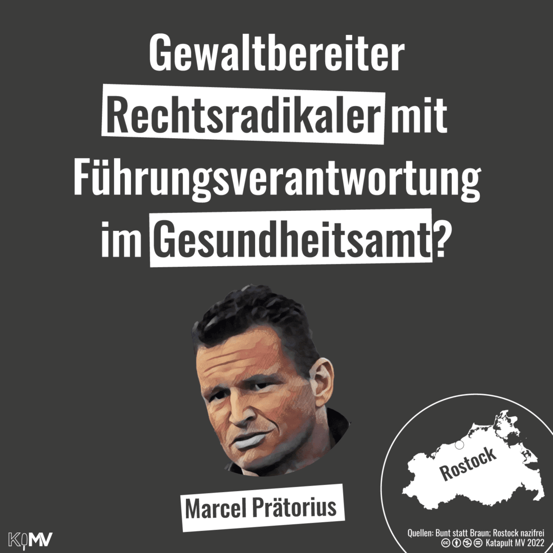 Bild von Marcel Prätorius mit der Überschrift: “Gewaltbereiter Rechtsradikaler mit Führungsverantwortung im Gesundheitsamt in Rostock?”