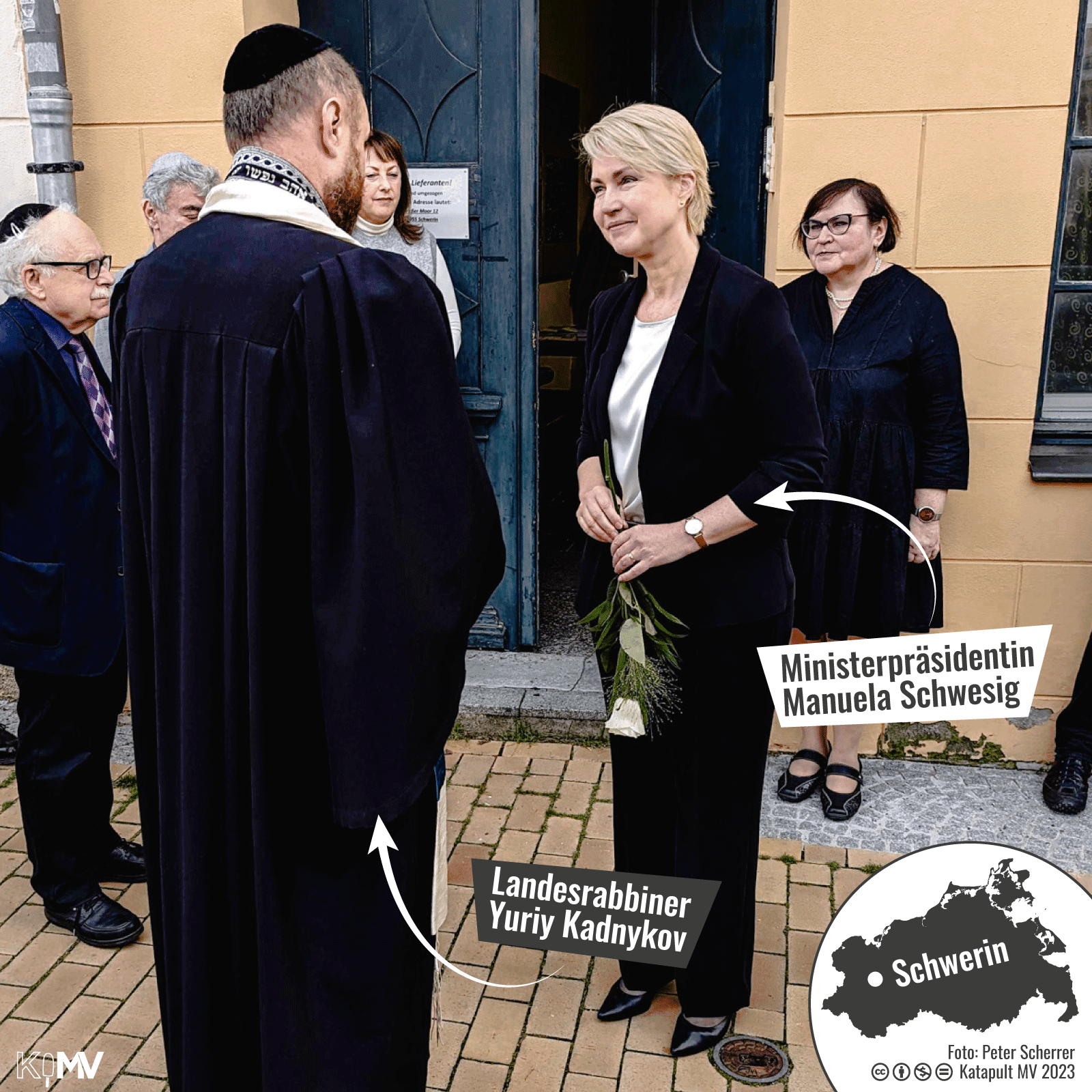 Foto von Landesrabbiner Yuriy Kadnykov und Ministerpräsidentin Manuela Schwesig